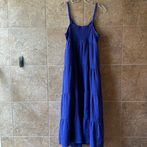 Universal Thread Cotton Gauze Sleeveless Maxi Dress Smocked Back Panel Pockets! - Picture 16 of 16